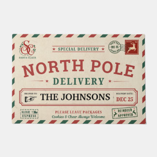 Persoonlijke North Pole Special Delivery Kerst Deurmat
