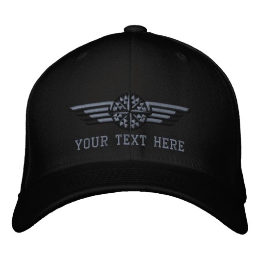 Persoonlijke Northern Star Compass Pilot Wings Geborduurde Pet (Voorkant)