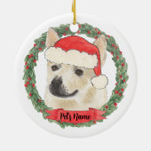 Persoonlijke Norwegian Buhund Hond Kerstmis Keramisch Ornament (Achterkant)