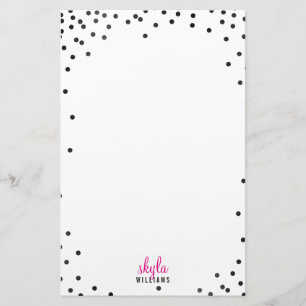 PERSOONLIJKE NOTA leuke polka stip confetti black Briefpapier