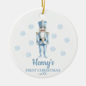 Persoonlijke Notenkraker Baby's Eerste Kerstmis Keramisch Ornament (Voorkant)