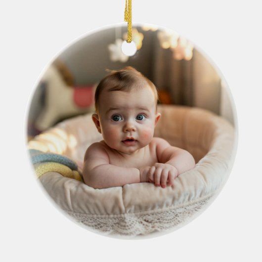 Persoonlijke Notenkraker Baby's Eerste Kerstmis Keramisch Ornament (Achterkant)