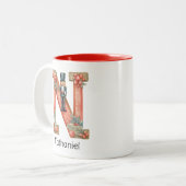 Persoonlijke Notenkraker Monogram N Kerst Tweekleurige Koffiemok (Voorkant links)