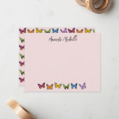 Persoonlijke Notitiekaarten Regenboog Vlinder Notitiekaartje (Voorkant / Achterkant in situ)