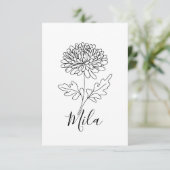 Persoonlijke november chrysant geboorte bloem bedankkaart (Staand voorkant)