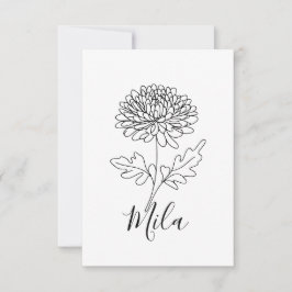 Persoonlijke november chrysant geboorte bloem bedankkaart