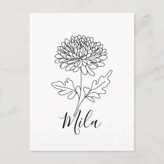 Persoonlijke november chrysant geboorte bloem briefkaart (Voorkant)