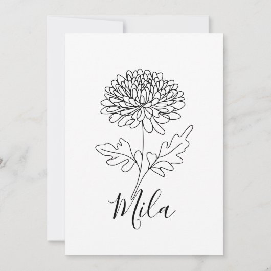 Persoonlijke november chrysant geboorte bloem kaart (Voorkant)