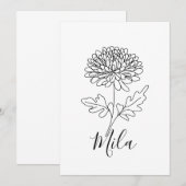 Persoonlijke november chrysant geboorte bloem kaart (Voorkant / Achterkant)