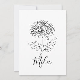 Persoonlijke november chrysant geboorte bloem kaart