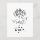 Persoonlijke november chrysant geboortebloem briefkaart (Voorkant)