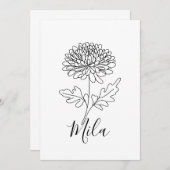 Persoonlijke november chrysant geboortebloem kaart (Voorkant / Achterkant)