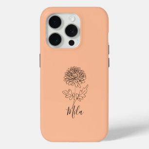 Persoonlijke november chrysanthemum geboortebloem iPhone 15 pro case