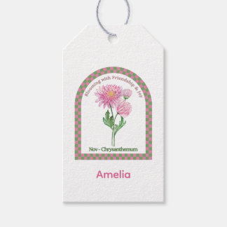 Persoonlijke november geboortemaand bloem cadeaulabel