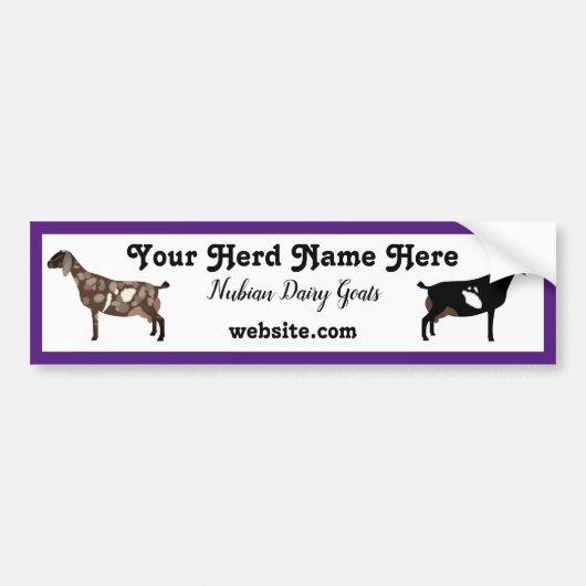 Persoonlijke Nubian Dairy Goat Bumpersticker (Voorkant)