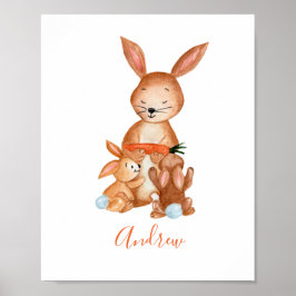 Persoonlijke nursery muurposter met konijn poster