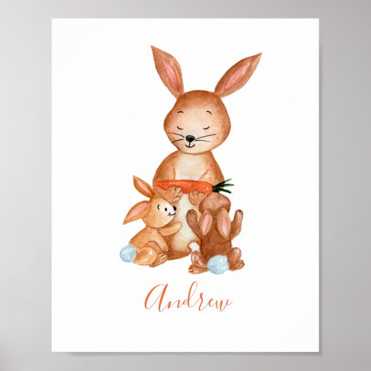 Persoonlijke nursery muurposter met konijn poster (Voorkant)