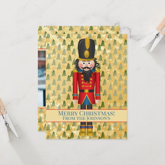 Persoonlijke Nutcracker Foto Kerstmis Kaart (Voorkant / Achterkant in situ)