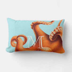 Persoonlijke  Octopus Illustratie van het Monogram Buitenkussen