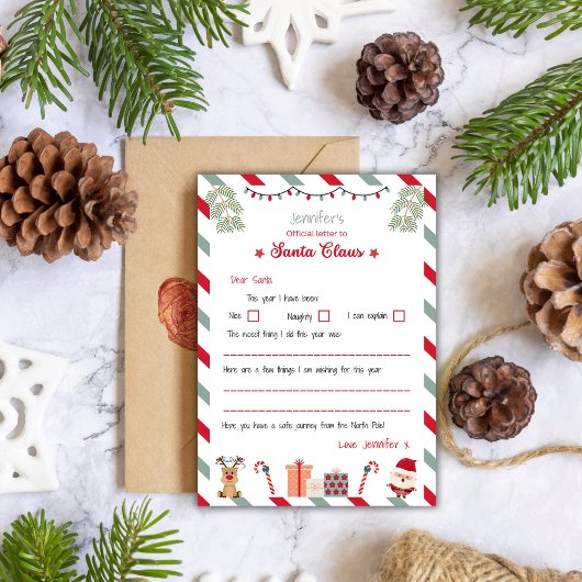 Persoonlijke officiële brief aan Kerstman Noordpoo Kaart