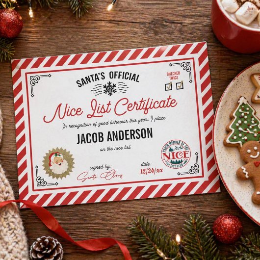 Persoonlijke Officiële Kerstman Nice List Certific
