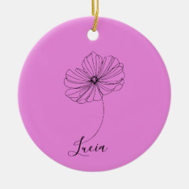 Persoonlijke oktober Cosmos geboortebloem cadeau Keramisch Ornament