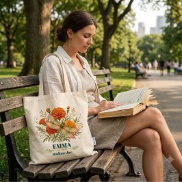 Persoonlijke oktober geboortebloem Libelle Marigol Tote Bag