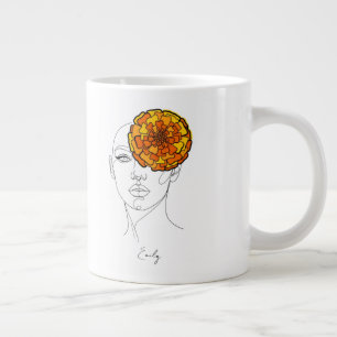 Persoonlijke oktober geboortebloem portret grote koffiekop