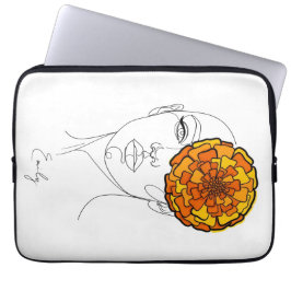 Persoonlijke oktober geboortebloem portret laptop sleeve