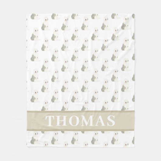 Persoonlijke Old English Sheepdog Fleece Deken (Voorkant)