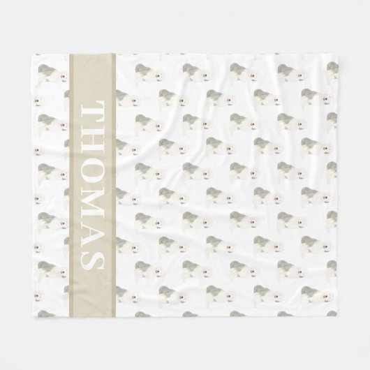 Persoonlijke Old English Sheepdog  Fleece Deken (Voorkant (Horizontaal))