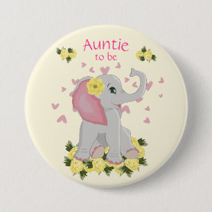 Persoonlijke olifant "Auntie om te worden" Ronde Button 7,6 Cm