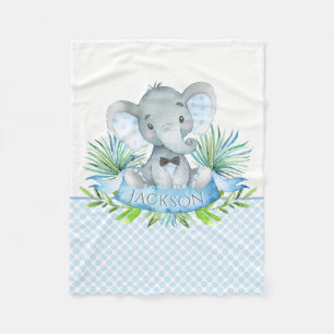 Persoonlijke olifant babydeken voor jongens fleece deken