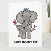 Persoonlijke olifant en baby Moederdagkaart