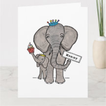 Persoonlijke olifant en baby Moederdagkaart