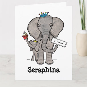 Persoonlijke olifant en Baby verjaardag Kaart