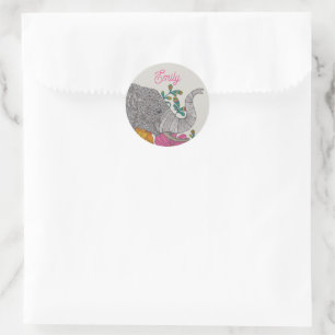 Persoonlijke Olifant Naam Ronde Sticker