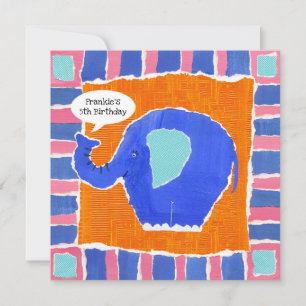 Persoonlijke olifant verjaardagsuitnodiging