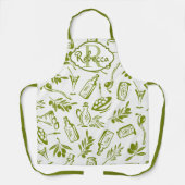 Persoonlijke Olijfblad Monogram Mediterraan Chic Schort (Voorkant)