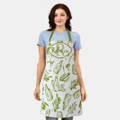 Persoonlijke Olijfblad Monogram Mediterraan Chic Schort (Gedragen)
