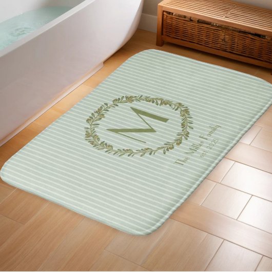 Persoonlijke olijfkrans monogram badmat