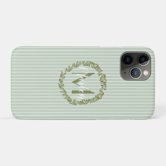 Persoonlijke olijfkrans monogram Case-Mate iPhone case (Achterkant (horizontaal))