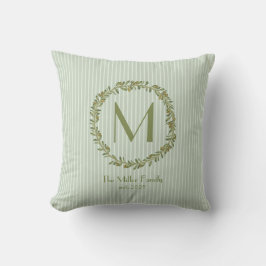 Persoonlijke olijfkrans monogram dubbelzijdig kussen