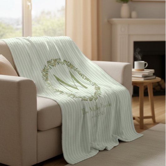 Persoonlijke olijfkrans monogram  fleece deken