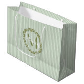 Persoonlijke olijfkrans monogram groot cadeauzakje (Voorkant Gekanteld)