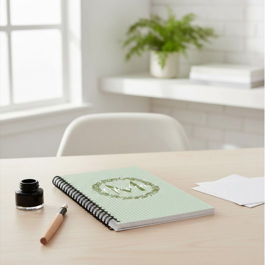 Persoonlijke olijfkrans monogram notitieboek