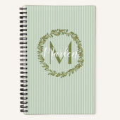 Persoonlijke olijfkrans monogram notitieboek (Voorkant)