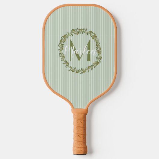Persoonlijke olijfkrans monogram pickleball paddle (Voorkant)