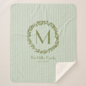 Persoonlijke olijfkrans monogram sherpa deken (Voorkant)