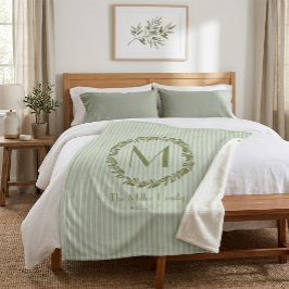 Persoonlijke olijfkrans monogram sherpa deken